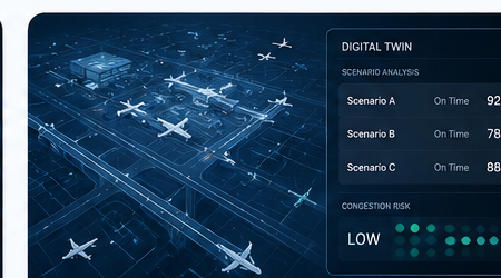Airport digital twin with scenario simulation dashboard