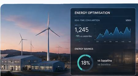 Renewable energy site with AI energy optimisation dashboard