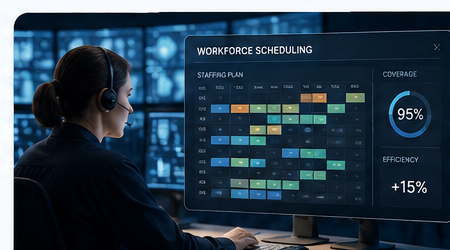 Operations team using AI workforce scheduling dashboard